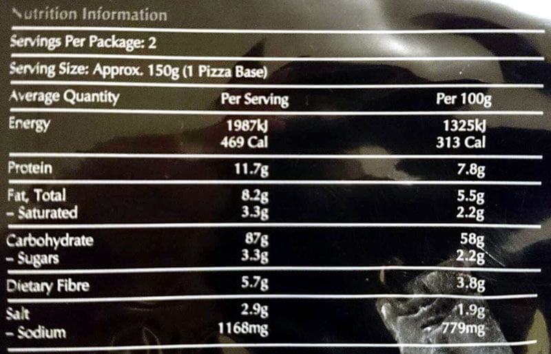 Authentic Neapolitan Pizza Nutrition Facts