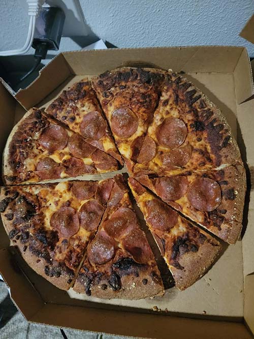 Order well done pizza at dominos